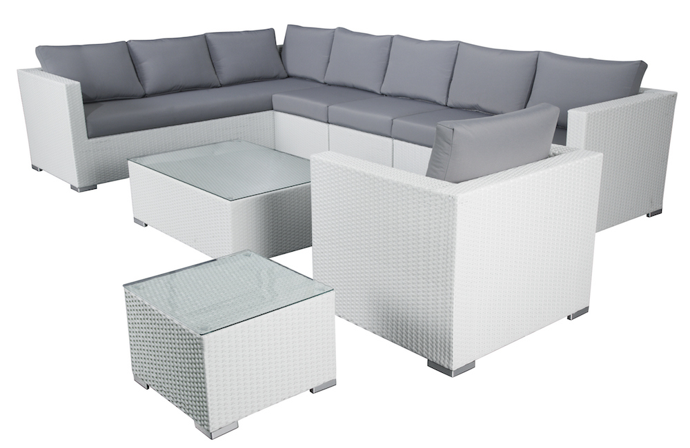 Outdoor Wicker Modular Sectional Sofa Set - White Wicker