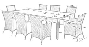 outdoor dining set dimensions