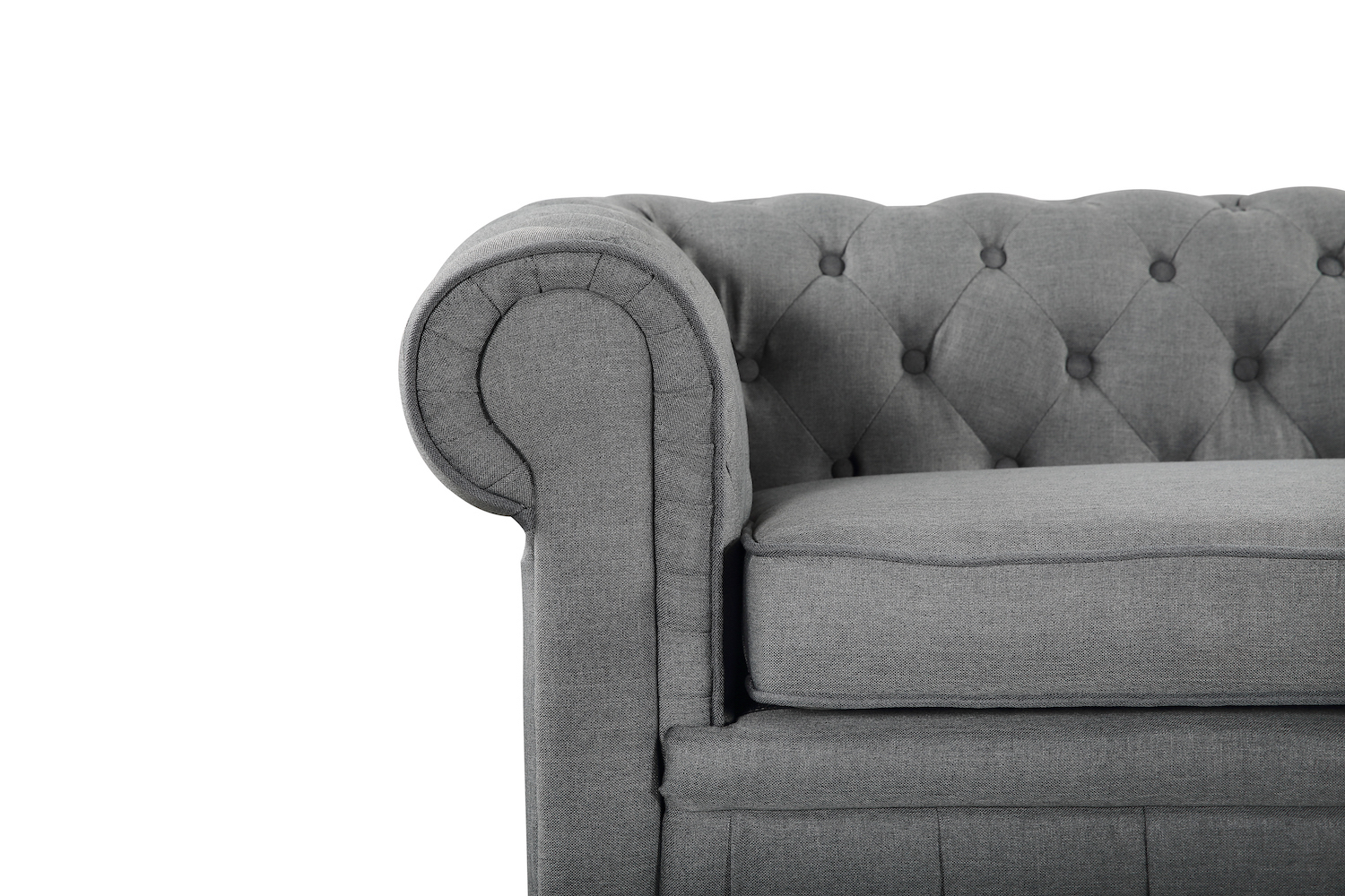 Modern Chesterfield Style Sofa - Dark Grey Fabric